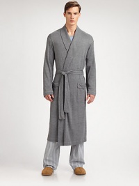 Luxurious, knit robe is incredibly smooth and soft for endless hours of comfort.Shawl collarTie waistFront patch pockets53% polyamide/47% viscoseMachine washImported Luxurious, knit robe is incredibly smooth and soft for endless hours of comfort.Shawl collarTie waistFront patch pockets53% polyamide/47% viscoseMachine washImported