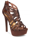 Jessica Simpson's Elanor platform dress sandals feature rhinestone details along the straps and a zipper at the back heel.