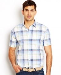 Get a check up. This plaid shirt from Nautica is a classic summer pattern for your warm-weather wardrobe. Get a check up. This plaid shirt from Nautica is a classic summer pattern for your warm-weather wardrobe.
