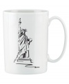 Set the table with a new point of view. Etched with Lady Liberty, the New York accent mug brings big city style to the understated elegance of Tin Can Alley dinnerware.