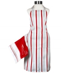 Look & act like the professional chef you are. This smart apron has magnets built in at the hip to attract the magnet on the towel's edge, so you're always ready to catch spills, handle hot dishes and more. The super absorbent jacquard towel is the perfect accent to the apron, which features a large pocket to keep all of your tools on hand. Look & act like the professional chef you are. This smart apron has magnets built in at the hip to attract the magnet on the towel's edge, so you're always ready to catch spills, handle hot dishes and more. The super absorbent jacquard towel is the perfect accent to the apron, which features a large pocket to keep all of your tools on hand.