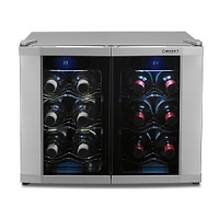 Store up to 12 bottles of wine at the temperatures that preserve their integrity with the new Dual Zone Wine Cellar from Cuisinart. With a temperature range of 39-68F, this dual compartment cellar keeps whites, champagnes and reds chilled at expert-recommended temperatures.