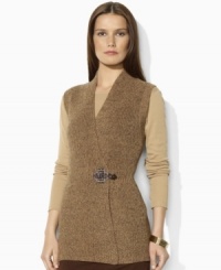 Lauren by Ralph Lauren's classic wrap vest is knit from plush combed cotton yarns with a luxe braided toggle for a heritage flourish. Lauren by Ralph Lauren's classic wrap vest is knit from plush combed cotton yarns with a luxe braided toggle for a heritage flourish.