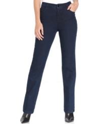 Jones New York Signature's Lexington petite jeans strike the perfect balance between casual and chic, thanks to studded back pockets and a versatile dark blue wash. Jones New York Signature's Lexington petite jeans strike the perfect balance between casual and chic, thanks to studded back pockets and a versatile dark blue wash.