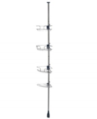 Get your shower organized with this Life and Lock Pole Caddy from Oxo, featuring a mechanism that allows for safe and easy installation and a pole that extends accommodate the height of most showers, tubs and bathroom corners. Comes equipped with three bins, one shelf and two hanging hooks to meet all your shower needs. Stainless steel and plastic construction prevents rust. Get your shower organized with this Life and Lock Pole Caddy from Oxo, featuring a mechanism that allows for safe and easy installation and a pole that extends accommodate the height of most showers, tubs and bathroom corners. Comes equipped with three bins, one shelf and two hanging hooks to meet all your shower needs. Stainless steel and plastic construction prevents rust.