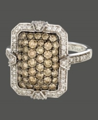 Shapely style. This unique, rectangular ring by Le Vian features round-cut chocolate diamonds (1-1/10 ct. t.w.) surrounded by neat rows of round-cut white diamonds (1/3 ct. t.w.). Crafted in 14k white gold. Size 7. Shapely style. This unique, rectangular ring by Le Vian features round-cut chocolate diamonds (1-1/10 ct. t.w.) surrounded by neat rows of round-cut white diamonds (1/3 ct. t.w.). Crafted in 14k white gold. Size 7.