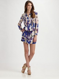 Vibrant florals highlight this gorgeous blouson shift, tailored with a cinched waist and fitted skirt.Jewel necklineButton-down placketPleated bodiceDrawstring waistTiered hemAbout 18 from natural waistSilkDry cleanImportedModel shown is 5'10 (177cm) wearing US size 4.OUR FIT MODEL RECOMMENDS ordering true size. Vibrant florals highlight this gorgeous blouson shift, tailored with a cinched waist and fitted skirt.Jewel necklineButton-down placketPleated bodiceDrawstring waistTiered hemAbout 18 from natural waistSilkDry cleanImportedModel shown is 5'10 (177cm) wearing US size 4.OUR FIT MODEL RECOMMENDS ordering true size.
