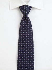 A fine silk tie featuring classic pointelle and the signature omega print.SilkDry cleanMade in Italy A fine silk tie featuring classic pointelle and the signature omega print.SilkDry cleanMade in Italy