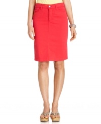 Casual style goes sleek with this denim pencil skirt from Not Your Daughter's Jeans. The vibrant wash perks up any ensemble, too! Casual style goes sleek with this denim pencil skirt from Not Your Daughter's Jeans. The vibrant wash perks up any ensemble, too!