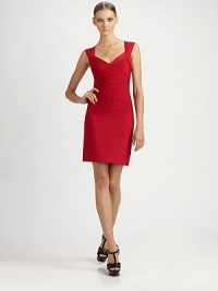 A body-hugging stretch knit, with graphic ribbing and a dramatic cutout back.Cap sleeves V neckline Diagonal ribbing across bodice Square cutout back Back zip closure About 20 from natural waist 90% rayon/9% nylon/1% spandex Dry clean ImportedModel shown is 5'9 (175cm) wearing US size Small. A body-hugging stretch knit, with graphic ribbing and a dramatic cutout back.Cap sleeves V neckline Diagonal ribbing across bodice Square cutout back Back zip closure About 20 from natural waist 90% rayon/9% nylon/1% spandex Dry clean ImportedModel shown is 5'9 (175cm) wearing US size Small.