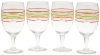 Fiesta Multi-Color Stripe Glassware, 16-Ounce All Purpose Goblet, Scarlet Collection, Set of 4