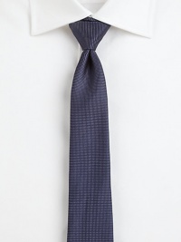 A suiting wardrobe essential handsomely rendered in luxurious, dotted silk.About 2½ wideSilkDry cleanMade in Italy A suiting wardrobe essential handsomely rendered in luxurious, dotted silk.About 2½ wideSilkDry cleanMade in Italy