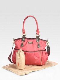 This water-resistant nylon carryall is made for traveling ease, equipped with lots of exterior pockets for instant access.Double top handles, 10 drop Removable webbed shoulder strap, 16-25 drop Comes with changing pad Outside open pockets Fully lined Nylon with PVC and polyester trim 16¾W X 12¼H X 5D Imported This water-resistant nylon carryall is made for traveling ease, equipped with lots of exterior pockets for instant access.Double top handles, 10 drop Removable webbed shoulder strap, 16-25 drop Comes with changing pad Outside open pockets Fully lined Nylon with PVC and polyester trim 16¾W X 12¼H X 5D Imported