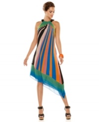 It's hard to tell if the bright print or the stunning asymmetrical silhouette is the more eye-catching feature of Adrianna Papell's colorful dress. Either way it's unforgettable! It's hard to tell if the bright print or the stunning asymmetrical silhouette is the more eye-catching feature of Adrianna Papell's colorful dress. Either way it's unforgettable!