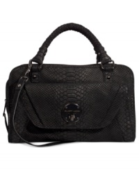 Wildly practical. Exquisite croc-embossed leather and subtle accents lend a luxe look to this ladylike satchel from Elliott Lucca. With slender shoulder strap and plenty of pockets, it's destined to be your most coveted carryall. Wildly practical. Exquisite croc-embossed leather and subtle accents lend a luxe look to this ladylike satchel from Elliott Lucca. With slender shoulder strap and plenty of pockets, it's destined to be your most coveted carryall.