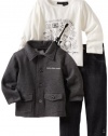 Calvin Klein Boys 2-7 Knit Top And Jean Fleece Jacket, Gray, 2T