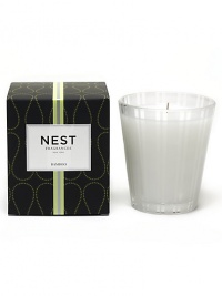 Blooming bamboo mingled with a variety of white florals, sparking citrus, and fresh green accords. Approximate burn time, 50 hours. 8.1 oz. Blooming bamboo mingled with a variety of white florals, sparking citrus, and fresh green accords. Approximate burn time, 50 hours. 8.1 oz.