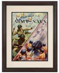 Far from the front lines but still a worthy battle, the Army-Navy duel of 1942 ended in a win for the Midshipmen. Vibrant colors restored, this game-day program cover is as much a piece of wartime history as it is football memorabilia. Far from the front lines but still a worthy battle, the Army-Navy duel of 1942 ended in a win for the Midshipmen. Vibrant colors restored, this game-day program cover is as much a piece of wartime history as it is football memorabilia.