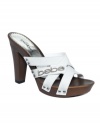 Bold straps. Bold style. Bebe's Florence slide platform sandals go great with everything from skirts to skinnies.