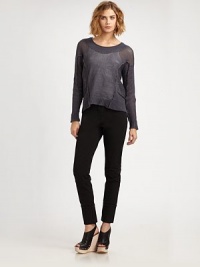 Edgy, cropped-front boatneck with dropped shoulders, slash pockets and deconstructed seaming. Ribbed boatneckDropped shouldersLong dolman sleevesSlash pocketsRibbed cuffs and hemHi-low hem48% linen/42% cotton/10% metallicMachine washImportedModel shown is 5'9½ (176cm) wearing US size 4. Edgy, cropped-front boatneck with dropped shoulders, slash pockets and deconstructed seaming. Ribbed boatneckDropped shouldersLong dolman sleevesSlash pocketsRibbed cuffs and hemHi-low hem48% linen/42% cotton/10% metallicMachine washImportedModel shown is 5'9½ (176cm) wearing US size 4.