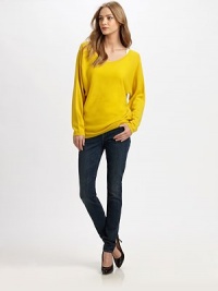Soft, luxurious cashmere in a slouchy pullover with a distinctive back V.ScoopneckDropped shouldersLong sleevesPullover styleRibbed trimCashmereDry cleanImportedModel shown is 5'9 (175cm) wearing US size Small. Soft, luxurious cashmere in a slouchy pullover with a distinctive back V.ScoopneckDropped shouldersLong sleevesPullover styleRibbed trimCashmereDry cleanImportedModel shown is 5'9 (175cm) wearing US size Small.