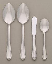 Premier tableware designer Gorham presents superior quality stainless steel flatware in an array of distinctive patterns to suit your every mood and occasion. The semiformal Melon Bud pattern is a classically simple design embellished with a graceful bud detail at the end of the handle. Includes a sugar spoon, butter knife and two serving spoons. Premier tableware designer Gorham presents superior quality stainless steel flatware in an array of distinctive patterns to suit your every mood and occasion. The semiformal Melon Bud pattern is a classically simple design embellished with a graceful bud detail at the end of the handle. Includes a sugar spoon, butter knife and two serving spoons.