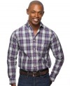 A large plaid print give this Argyle Culture button down shirt it's stylish look.