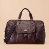 Mens Leather Handbags Fossil home BAG MEN ESTATE DUFFLE DK BRN MBG8266201