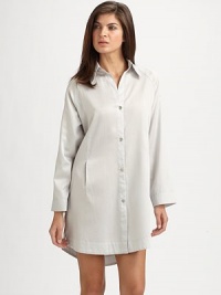 EXCLUSIVELY AT SAKS. Tailored design exuding quiet elegance, finished with beautiful pleating for added drape. Shirt collarLong Kimono sleevesButton front closureBack pleatingShirttail hemAbout 35 from shoulder to hemLaundered cotton sateenMachine washImported EXCLUSIVELY AT SAKS. Tailored design exuding quiet elegance, finished with beautiful pleating for added drape. Shirt collarLong Kimono sleevesButton front closureBack pleatingShirttail hemAbout 35 from shoulder to hemLaundered cotton sateenMachine washImported
