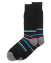 Stripes at the ankle and foot accent this comfy wool and angora blend sock from Paul Smith.