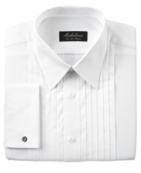 Create a dapper, distinguished dress look with this pleated-front tuxedo shirt from Michelsons of London. Create a dapper, distinguished dress look with this pleated-front tuxedo shirt from Michelsons of London.