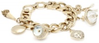 Badgley Mischka Women's BA1096CHRM Swarovski Crystal Accented Gold-Tone Charm Bracelet Watch Badgley Mischka Women's BA1096CHRM Swarovski Crystal Accented Gold-Tone Charm Bracelet Watch