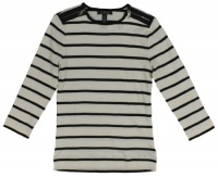 Lauren Ralph Lauren Women's Zip-Shoulder Striped Crewneck Top