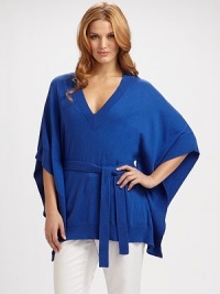 Michael Kors Plus Size Sweater, Belted Poncho Bright Cobalt Blue Size 3X