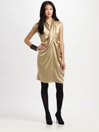 Gloriously gilded, a woven-silk design with flattering draped details throughout the bodice.Draped necklineCap sleevesAbout 39 from shoulder to hemSilkDry cleanImported Model shown is 5'9 (175cm) wearing US size Small. Gloriously gilded, a woven-silk design with flattering draped details throughout the bodice.Draped necklineCap sleevesAbout 39 from shoulder to hemSilkDry cleanImported Model shown is 5'9 (175cm) wearing US size Small.