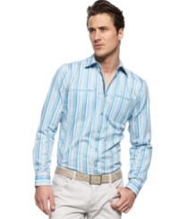 Get vertical. These slimming stripes look great on this shirt from INC International Concepts. Get vertical. These slimming stripes look great on this shirt from INC International Concepts.