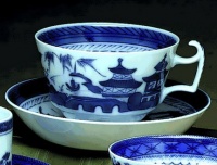 Mottahedeh Blue Canton Breakfast Cup & Saucer 4.5 in Mottahedeh Blue Canton Breakfast Cup & Saucer 4.5 in