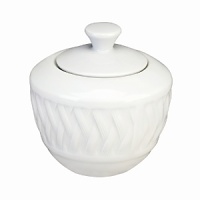 Traditional basket weave pattern made from white French Limoges porcelain. Traditional basket weave pattern made from white French Limoges porcelain.