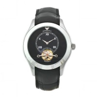 Emporio Armani Men's AR4637 Meccanico Black Leather Band Watch Emporio Armani Men's AR4637 Meccanico Black Leather Band Watch