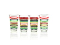 Fiesta Multi-Color Stripe Glassware, 16-Ounce Tapered Cooler, Set of 4 Fiesta Multi-Color Stripe Glassware, 16-Ounce Tapered Cooler, Set of 4