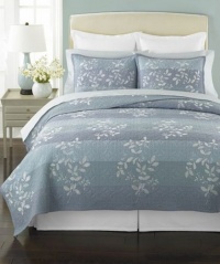 Martha Stewart Silhouette Stripe Full/Queen Quilt Blues & Silver Martha Stewart Silhouette Stripe Full/Queen Quilt Blues & Silver
