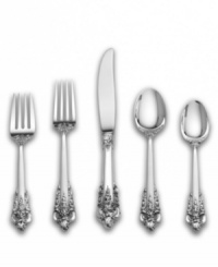Rich with ornamentation, the Grande Baroque flatware set from Wallace is a perfect example of French refinement in luxurious sterling silver. An heirloom generations will admire at formal parties and holiday meals. Rich with ornamentation, the Grande Baroque flatware set from Wallace is a perfect example of French refinement in luxurious sterling silver. An heirloom generations will admire at formal parties and holiday meals.
