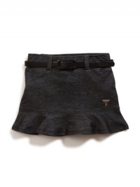 GUESS Kids Girls Knit Denim Flip Skirt with Belt, BLACK (5) GUESS Kids Girls Knit Denim Flip Skirt with Belt, BLACK (5)