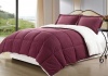 Cozy Beddings 3-Piece Borrego Sherpa/Berber Throw Blanket and Down Alternative Mini Comforter Set, King, Burgundy