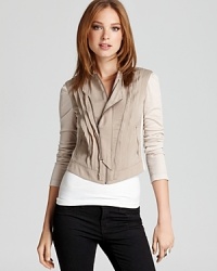 Boasting ribbed sleeves, exposed zips and an expertly tailored cut, this BCBGMAXAZRIA jacket proves that style is in the details. Boasting ribbed sleeves, exposed zips and an expertly tailored cut, this BCBGMAXAZRIA jacket proves that style is in the details.