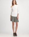 Soft heathered jersey styled with seamed, flared panels.Elastic waistbandFlared hemPull-on styleAbout 17 longCottonMachine washMade in USA of imported fabricModel shown is 5'11 (180cm) wearing US size Small.