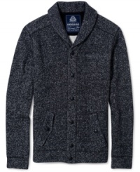 Cozy has never been cooler than with the marled fleece, snap buttons and shawl collar of this American Rag cardigan sweater. Cozy has never been cooler than with the marled fleece, snap buttons and shawl collar of this American Rag cardigan sweater.