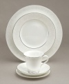 In 18th century England, Josiah Wedgwood, creator of the world famous Wedgwood ceramic ware, established a tradition of outstanding craftsmanship and artistry which continues today. This exquisite bone china pattern was inspired by one of Europe's favorite ski resorts, where everything is of the highest caliber, including the snow. A white-on-white frosting of snowy floral design gives the St. Moritz a pristine elegance. Delicate beading outline is coupled with an edging of rich platinum.