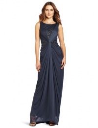 Adrianna Papell Women's Sleeveless Open Back Beaded Gown, Charcoal, 12 Adrianna Papell Women's Sleeveless Open Back Beaded Gown, Charcoal, 12
