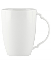 Lenox combines the versatility of whiteware with unique baroque shaping in the Regency Silhouette mug, featuring glossy white porcelain for every day, any occasion. Lenox combines the versatility of whiteware with unique baroque shaping in the Regency Silhouette mug, featuring glossy white porcelain for every day, any occasion.